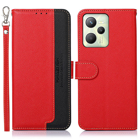 Custodia Portafoglio In Pelle Cover con Supporto A09D per Realme C35 Rosso