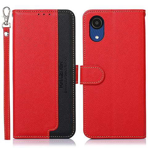 Custodia Portafoglio In Pelle Cover con Supporto A09D per Samsung Galaxy A03 Core Rosso