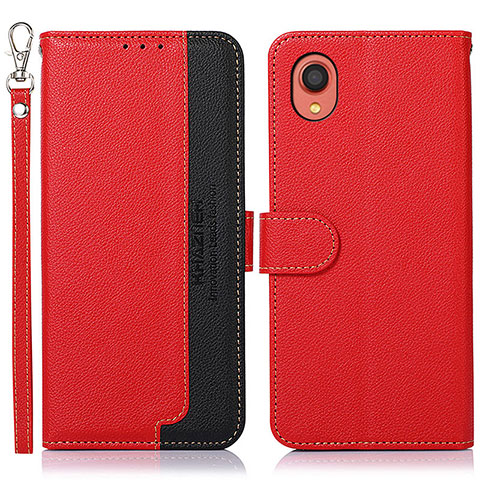 Custodia Portafoglio In Pelle Cover con Supporto A09D per Samsung Galaxy A22 5G SC-56B Rosso