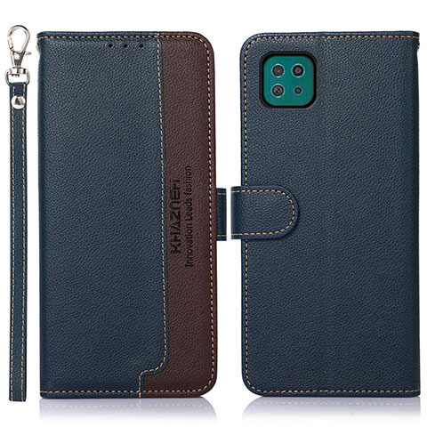 Custodia Portafoglio In Pelle Cover con Supporto A09D per Samsung Galaxy A22s 5G Blu