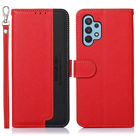 Custodia Portafoglio In Pelle Cover con Supporto A09D per Samsung Galaxy A32 4G Rosso