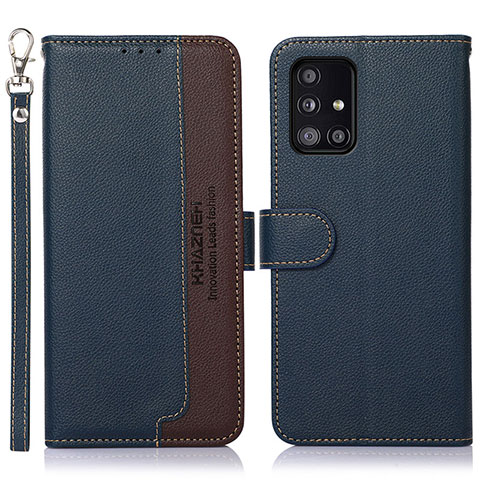 Custodia Portafoglio In Pelle Cover con Supporto A09D per Samsung Galaxy A51 4G Blu