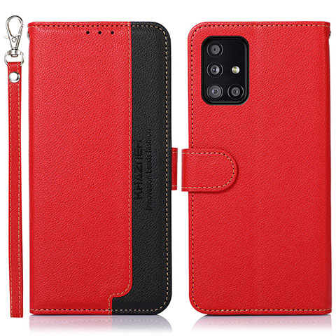 Custodia Portafoglio In Pelle Cover con Supporto A09D per Samsung Galaxy A51 5G Rosso