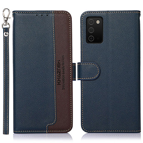 Custodia Portafoglio In Pelle Cover con Supporto A09D per Samsung Galaxy F02S SM-E025F Blu