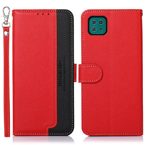 Custodia Portafoglio In Pelle Cover con Supporto A09D per Samsung Galaxy F42 5G Rosso