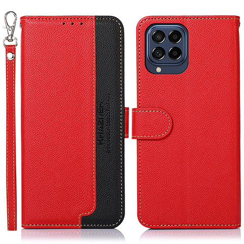 Custodia Portafoglio In Pelle Cover con Supporto A09D per Samsung Galaxy M53 5G Rosso