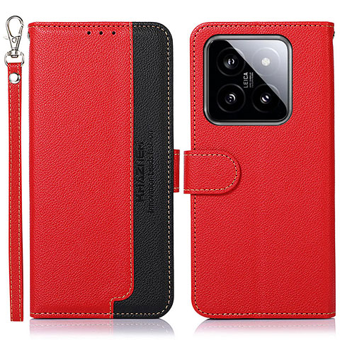 Custodia Portafoglio In Pelle Cover con Supporto A09D per Xiaomi Mi 14 Pro 5G Rosso