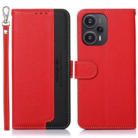 Custodia Portafoglio In Pelle Cover con Supporto A09D per Xiaomi Poco F5 5G Rosso