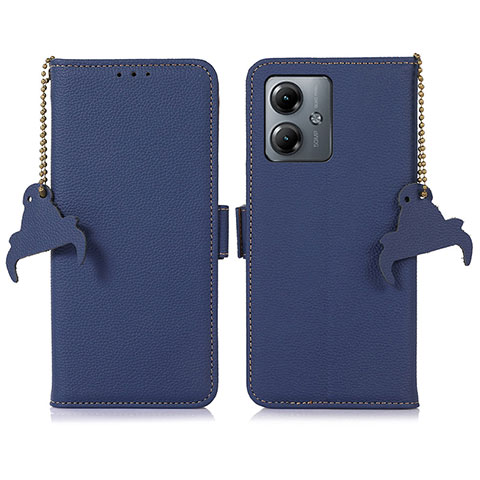 Custodia Portafoglio In Pelle Cover con Supporto A10D per Motorola Moto G14 Blu