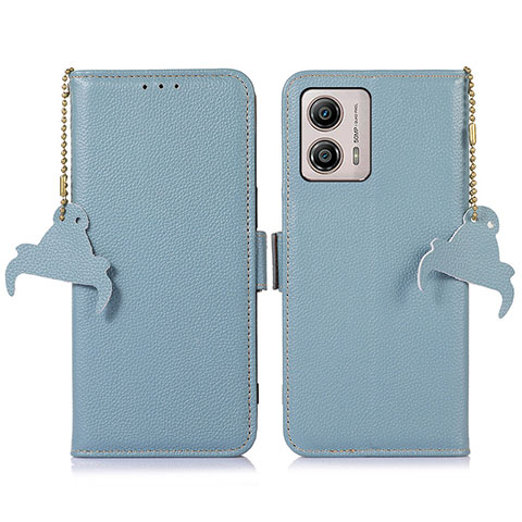 Custodia Portafoglio In Pelle Cover con Supporto A10D per Motorola Moto G53 5G Azzurro