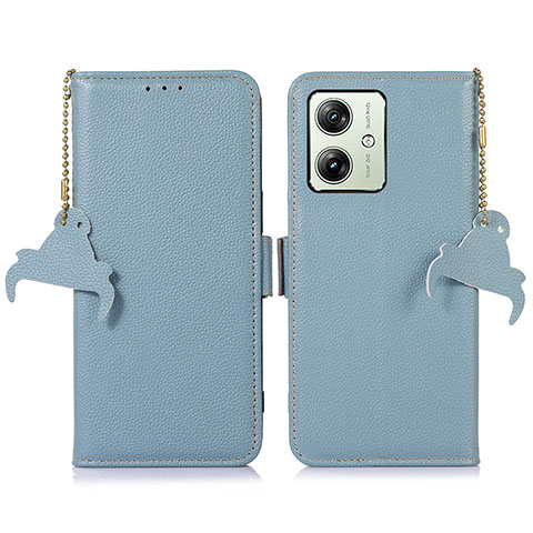 Custodia Portafoglio In Pelle Cover con Supporto A10D per Motorola Moto G54 5G Azzurro