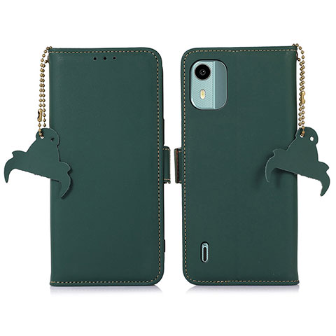 Custodia Portafoglio In Pelle Cover con Supporto A10D per Nokia C12 Verde