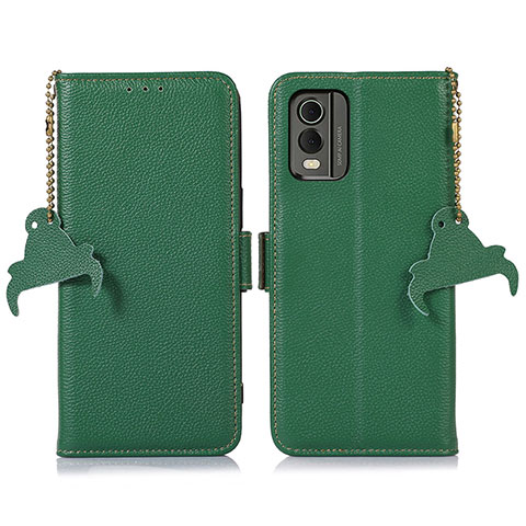 Custodia Portafoglio In Pelle Cover con Supporto A10D per Nokia C210 Verde