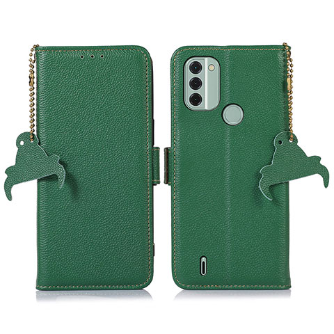 Custodia Portafoglio In Pelle Cover con Supporto A10D per Nokia C31 Verde