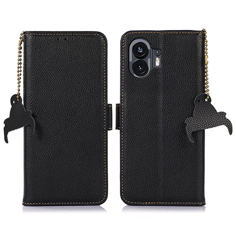 Custodia Portafoglio In Pelle Cover con Supporto A10D per Nothing Phone 2 Nero