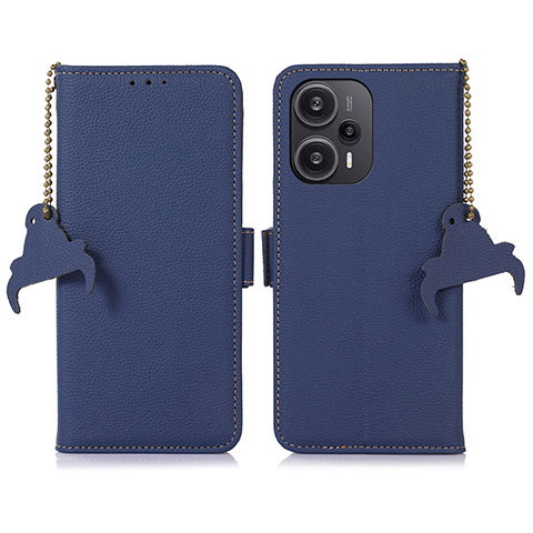 Custodia Portafoglio In Pelle Cover con Supporto A10D per Xiaomi Poco F5 5G Blu