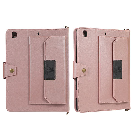 Custodia Portafoglio In Pelle Cover con Supporto AD1 per Apple iPad 10.2 (2020) Oro Rosa