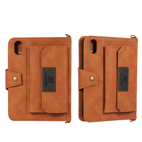 Custodia Portafoglio In Pelle Cover con Supporto AD1 per Apple iPad Mini 6 Marrone