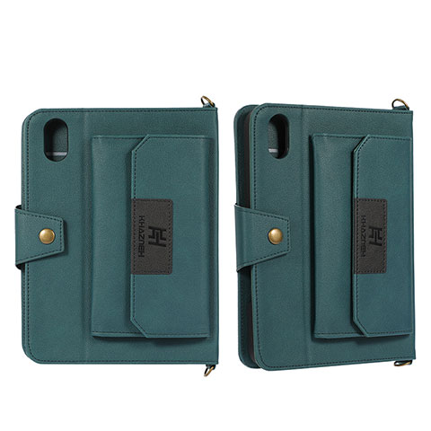 Custodia Portafoglio In Pelle Cover con Supporto AD1 per Apple iPad Mini 6 Verde