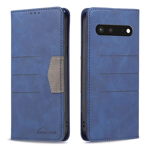 Custodia Portafoglio In Pelle Cover con Supporto B01F per Google Pixel 7 5G Blu