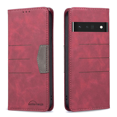 Custodia Portafoglio In Pelle Cover con Supporto B01F per Google Pixel 7 Pro 5G Rosso