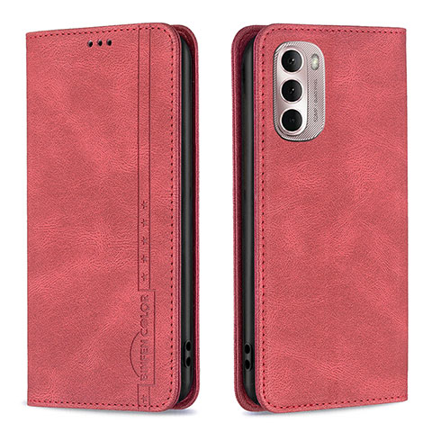 Custodia Portafoglio In Pelle Cover con Supporto B01F per Motorola Moto G Stylus (2022) 4G Rosso