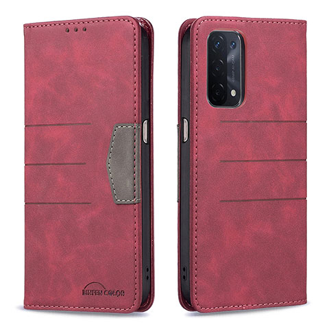 Custodia Portafoglio In Pelle Cover con Supporto B01F per OnePlus Nord N200 5G Rosso