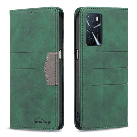 Custodia Portafoglio In Pelle Cover con Supporto B01F per Oppo A16s Verde