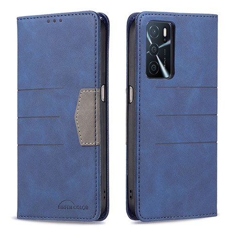 Custodia Portafoglio In Pelle Cover con Supporto B01F per Oppo A54s Blu