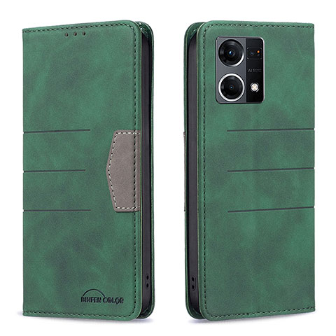 Custodia Portafoglio In Pelle Cover con Supporto B01F per Oppo F21s Pro 4G Verde