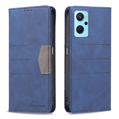 Custodia Portafoglio In Pelle Cover con Supporto B01F per Realme 9i 4G Blu