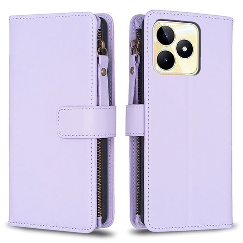 Custodia Portafoglio In Pelle Cover con Supporto B01F per Realme C51 Lavanda