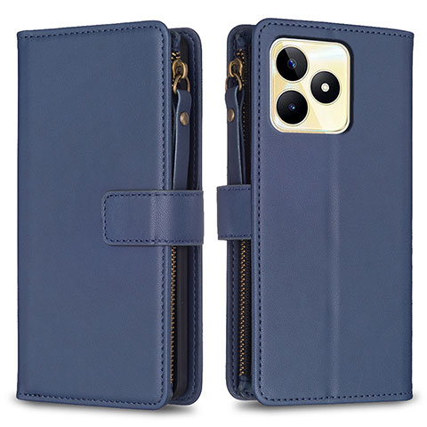 Custodia Portafoglio In Pelle Cover con Supporto B01F per Realme C53 India Blu