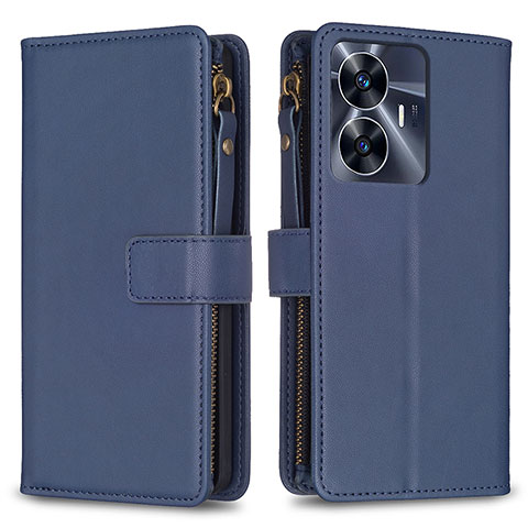 Custodia Portafoglio In Pelle Cover con Supporto B01F per Realme C55 Blu