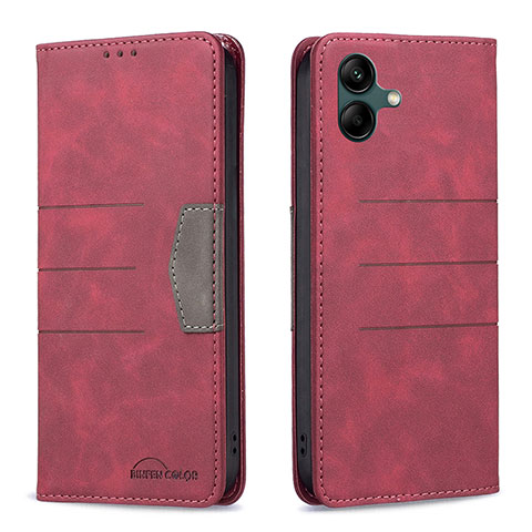 Custodia Portafoglio In Pelle Cover con Supporto B01F per Samsung Galaxy A04E Rosso