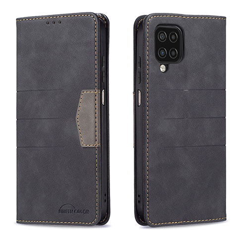 Custodia Portafoglio In Pelle Cover con Supporto B01F per Samsung Galaxy A12 Nacho Nero