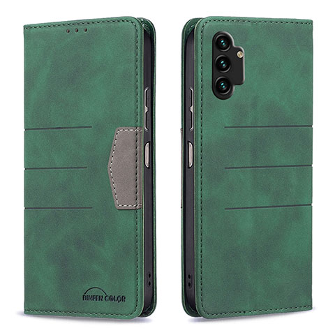 Custodia Portafoglio In Pelle Cover con Supporto B01F per Samsung Galaxy A13 4G Verde