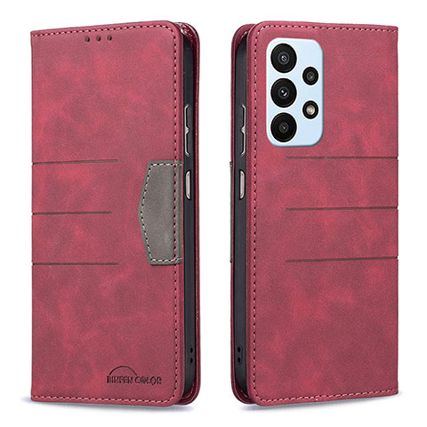 Custodia Portafoglio In Pelle Cover con Supporto B01F per Samsung Galaxy A23 4G Rosso