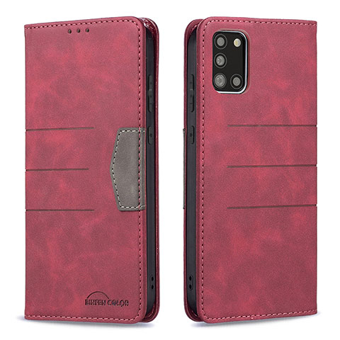 Custodia Portafoglio In Pelle Cover con Supporto B01F per Samsung Galaxy A31 Rosso