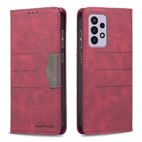 Custodia Portafoglio In Pelle Cover con Supporto B01F per Samsung Galaxy A33 5G Rosso