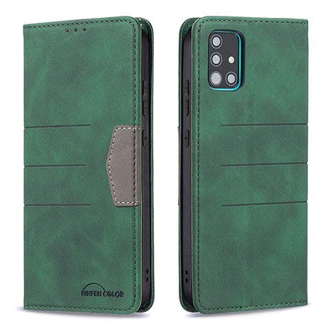 Custodia Portafoglio In Pelle Cover con Supporto B01F per Samsung Galaxy A51 4G Verde