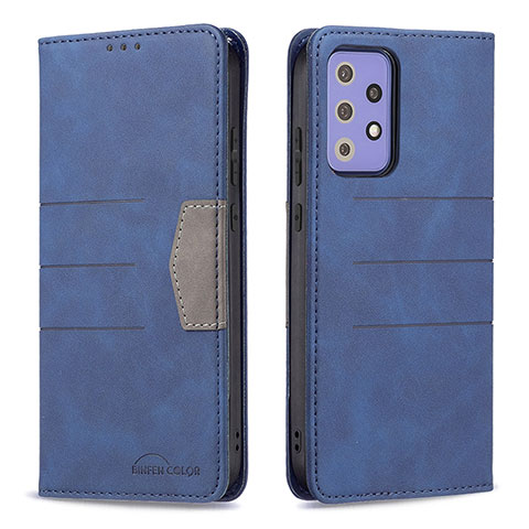 Custodia Portafoglio In Pelle Cover con Supporto B01F per Samsung Galaxy A72 4G Blu