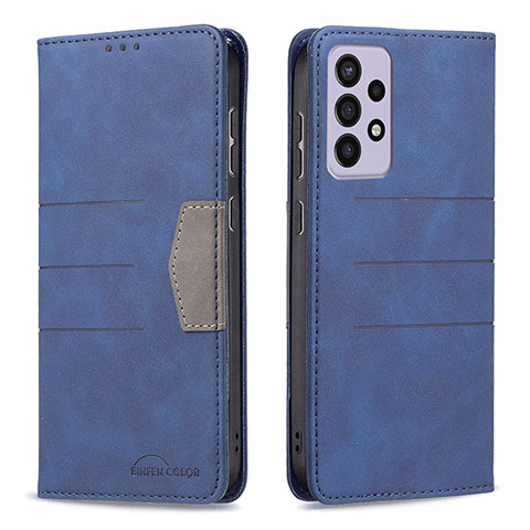 Custodia Portafoglio In Pelle Cover con Supporto B01F per Samsung Galaxy A73 5G Blu