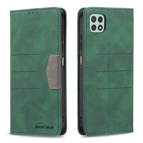 Custodia Portafoglio In Pelle Cover con Supporto B01F per Samsung Galaxy F42 5G Verde