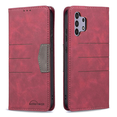 Custodia Portafoglio In Pelle Cover con Supporto B01F per Samsung Galaxy M32 5G Rosso