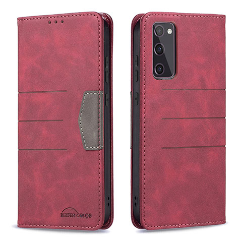 Custodia Portafoglio In Pelle Cover con Supporto B01F per Samsung Galaxy S20 FE (2022) 5G Rosso