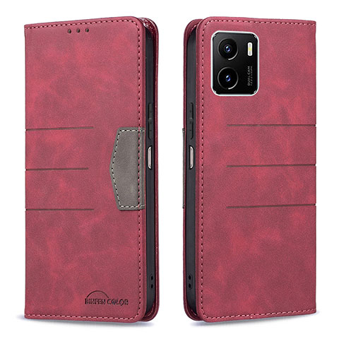 Custodia Portafoglio In Pelle Cover con Supporto B01F per Vivo Y10 Rosso