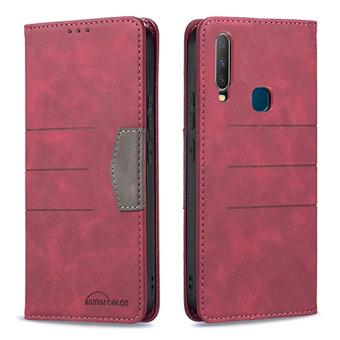 Custodia Portafoglio In Pelle Cover con Supporto B01F per Vivo Y11 Rosso