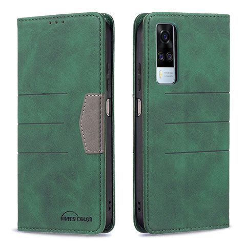 Custodia Portafoglio In Pelle Cover con Supporto B01F per Vivo Y51A Verde