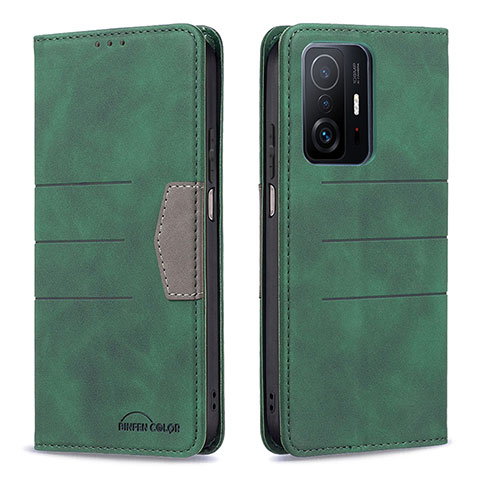 Custodia Portafoglio In Pelle Cover con Supporto B01F per Xiaomi Mi 11T 5G Verde